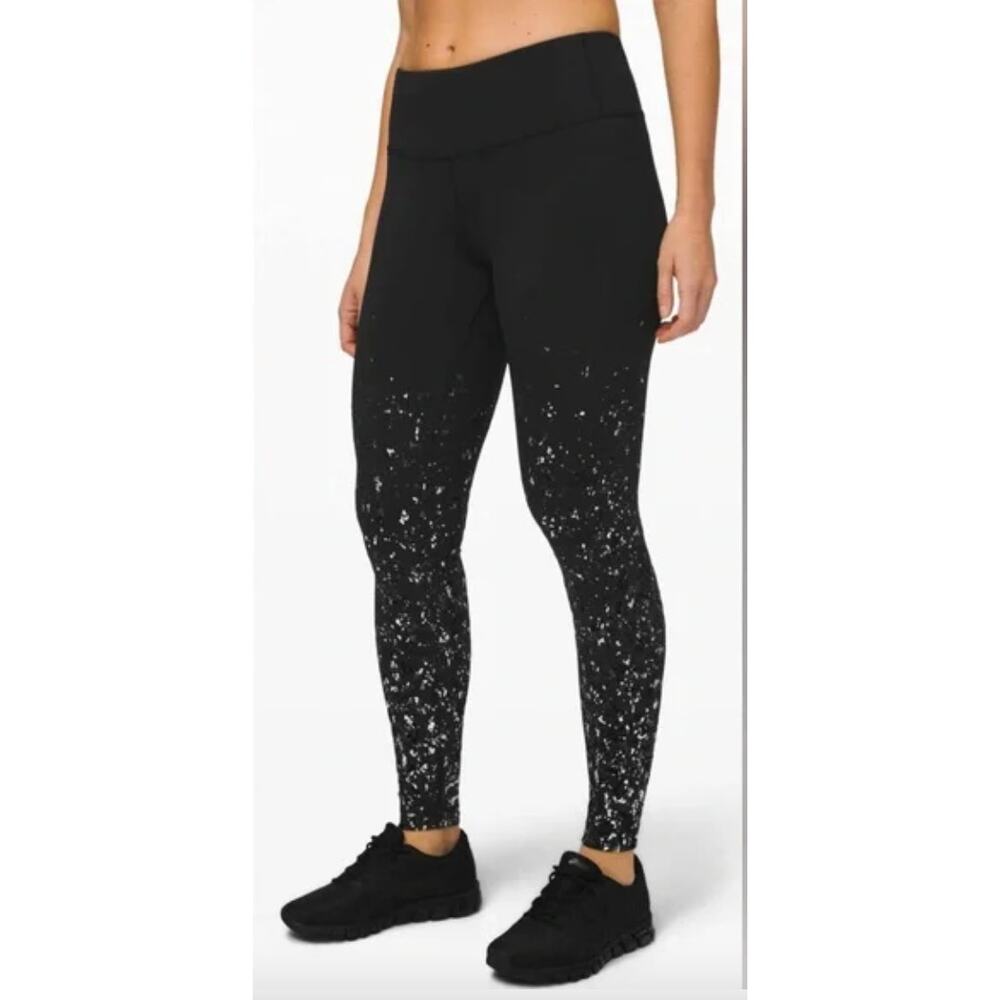 Lululemon Speed Wunder Tight 28" Speckle Shine Black | Sz 4